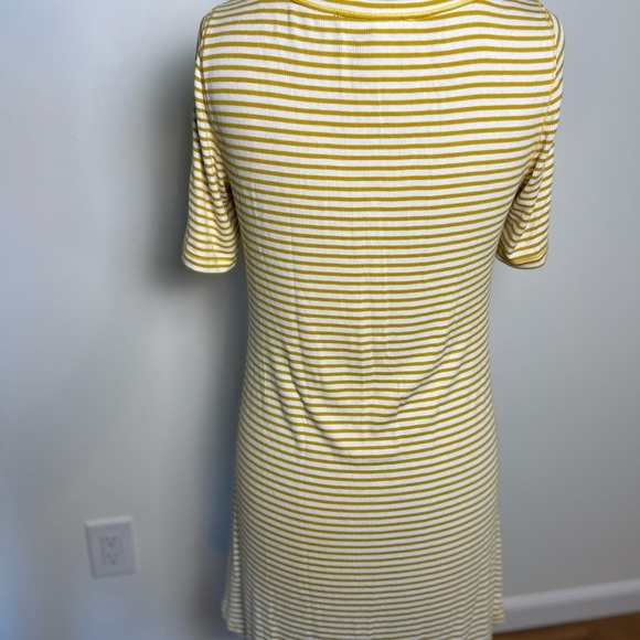 Anthropologie mustard yellow and white striped ribbed dress small - Picture 4 of 7